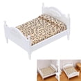 thumbnail image 4 of Cama doble tapizada en miniatura de madera hecha a mano, accesorio para dormitorio y hogar. blanco, 4 of 9