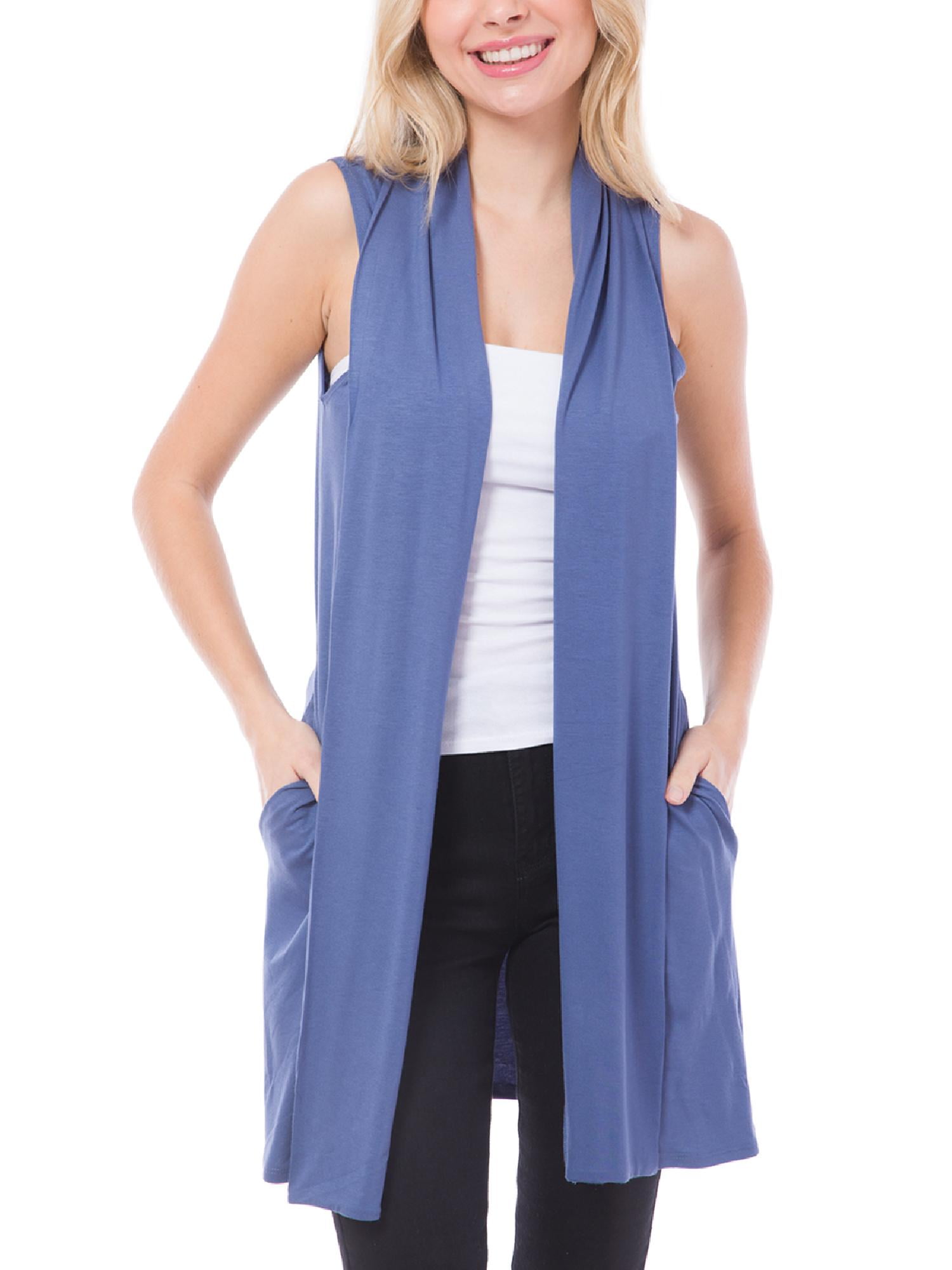 MixMatchy Women's Open Front Draped Heavyweight Cardigan Long Vest With  Side Pockets -Made In USA - Walmart.com