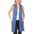 thumbnail image 1 of MixMatchy Women's Open Front Draped Heavyweight Cardigan Long Vest With Side Pockets -Made In USA, 1 of 7