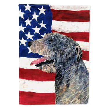 Carolines Treasures SS4033CHF USA American Flag with Irish Wolfhound Flag Canvas, Large, Multicolor