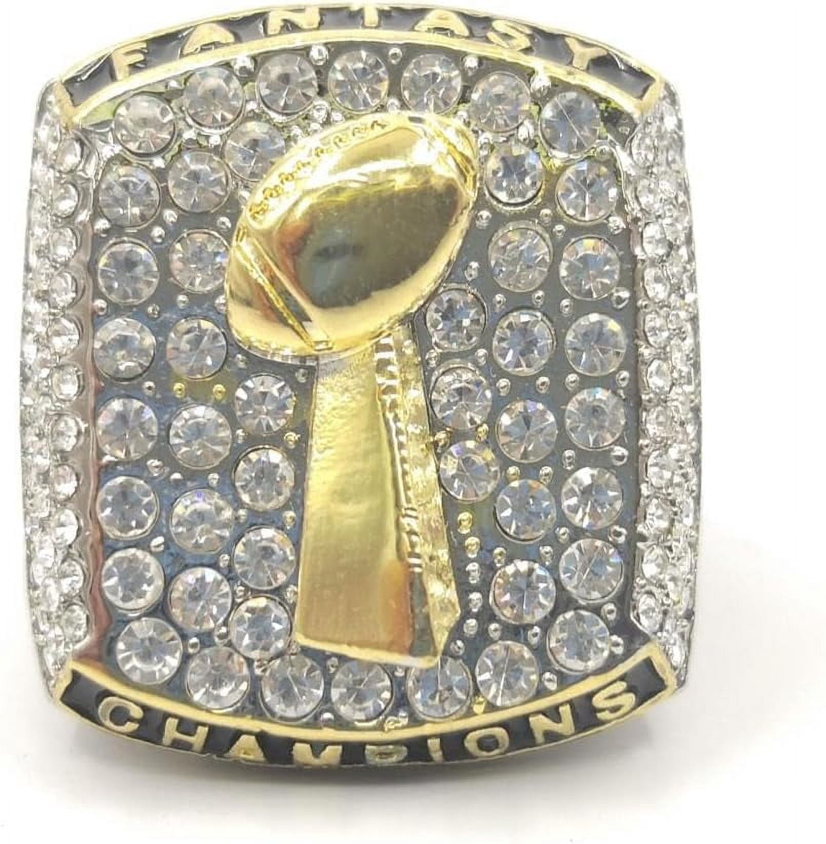 Fantasy Football Championship Silver Gold Bicolor Rings Trophies with Display Box