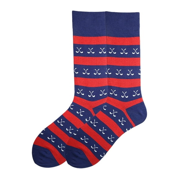 Men's Creative Golf Themed Middle Calf Socks Breathable Cotton Blend Athletics Crew Socks for Sports and Casual Wear