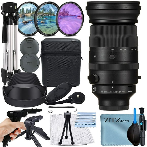 Sigma 150-600mm f/5-6.3 DG DN OS Sports Zoom Lens for Sony E Bundle with 32GB Memory Card + Case + ZeeTech Accessory Bundle