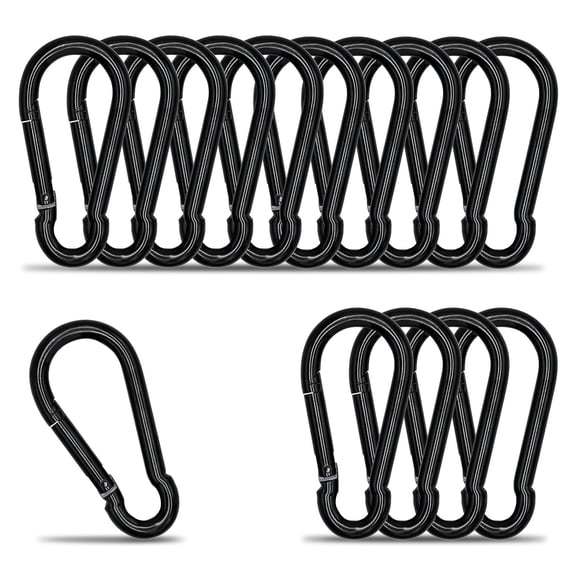ZHZFKQ Small Carabiner Clip Hook, 1.57 Inch 15 Pcs Black Heavy Duty Spring Snap Hook Key Chain, Carabiners Clips for Outdoor Camping, Swing Set, Hammock, Hiking Travel, Fishing, Quick Link Keychain