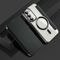 Mantto Wallet Case for Samsung Galaxy S23 Ultra,Compatible with Magsafe Charging,Luxury PU Leather Plating Magnetic Flip RFID Blocking Card Slots Phone Case with Anti-scratch Lens Film,Black