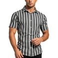 thumbnail image 3 of Guluxicc Men's Striped Shirts Button Down Short Sleeve Shirts for Everyday Wear Summer Casual Outfits, 3 of 5