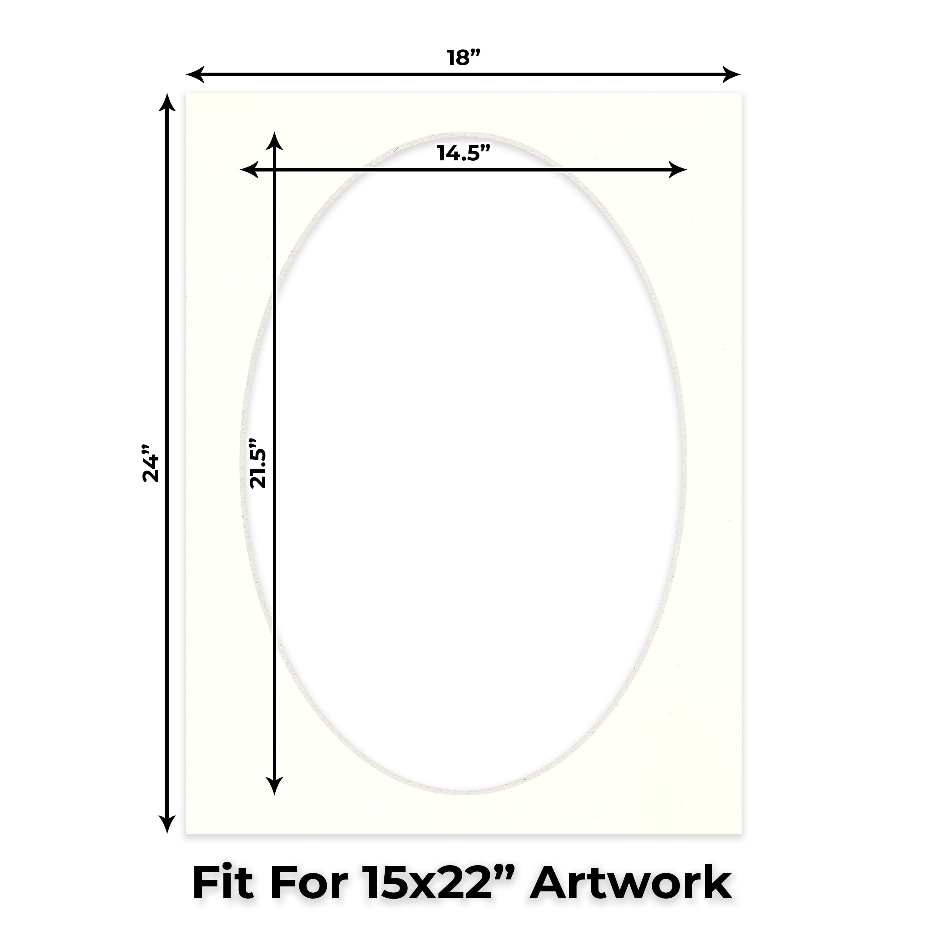 Antique White Picture Frame Mat for 18x24 Frames - Oval Opening for 15x22 Photos - 10 Mats