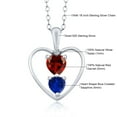 thumbnail image 4 of Gem Stone King 925 Sterling Silver Red Garnet Blue Created Sapphire and White Topaz Pendant Necklace for Women (0.95 Cttw, Gemstone January Birthstone, Heart 5MM and 4MM, with 18 inch Silver Chain), 4 of 4