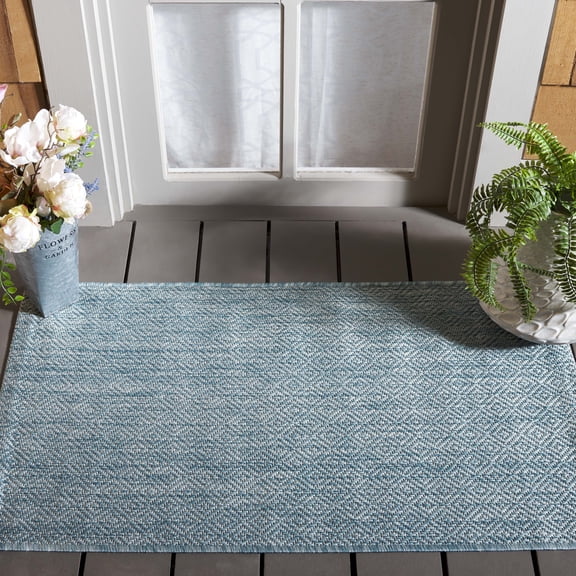 Safavieh Courtyard Mitre Geometric Indoor/Outdoor Area Rug, Aqua, 2' x 3'7"