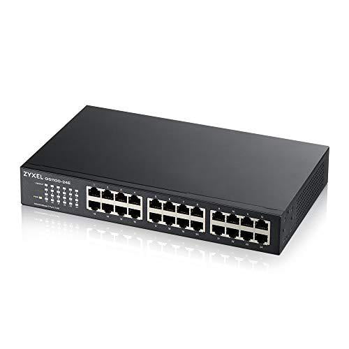 ZyXEL 24-Port Gigabit Ethernet Unmanaged Switch GS1100-24E-GB0101F Fanless Design