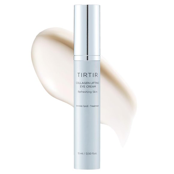 TIRTIR Crema de Ojos con Colágeno - Collagen Lifting Eye Cream 15 ml - aplicador metálico, péptidos y niacinamida - hidratante para contorno de ojos