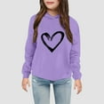 thumbnail image 2 of kamemir Girls Long Sleeve Shirts Casual Crew Neck Lace Loose Blouse Tops(Purple,6-7 Years), 2 of 6