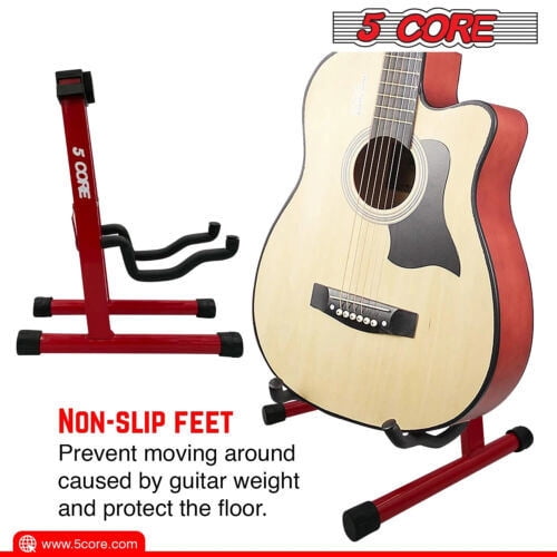 5 Core Guitar Stand A Frame w Soft Foam Arm Non Slip Rubber for Acoustic Electric Bass Ukulele