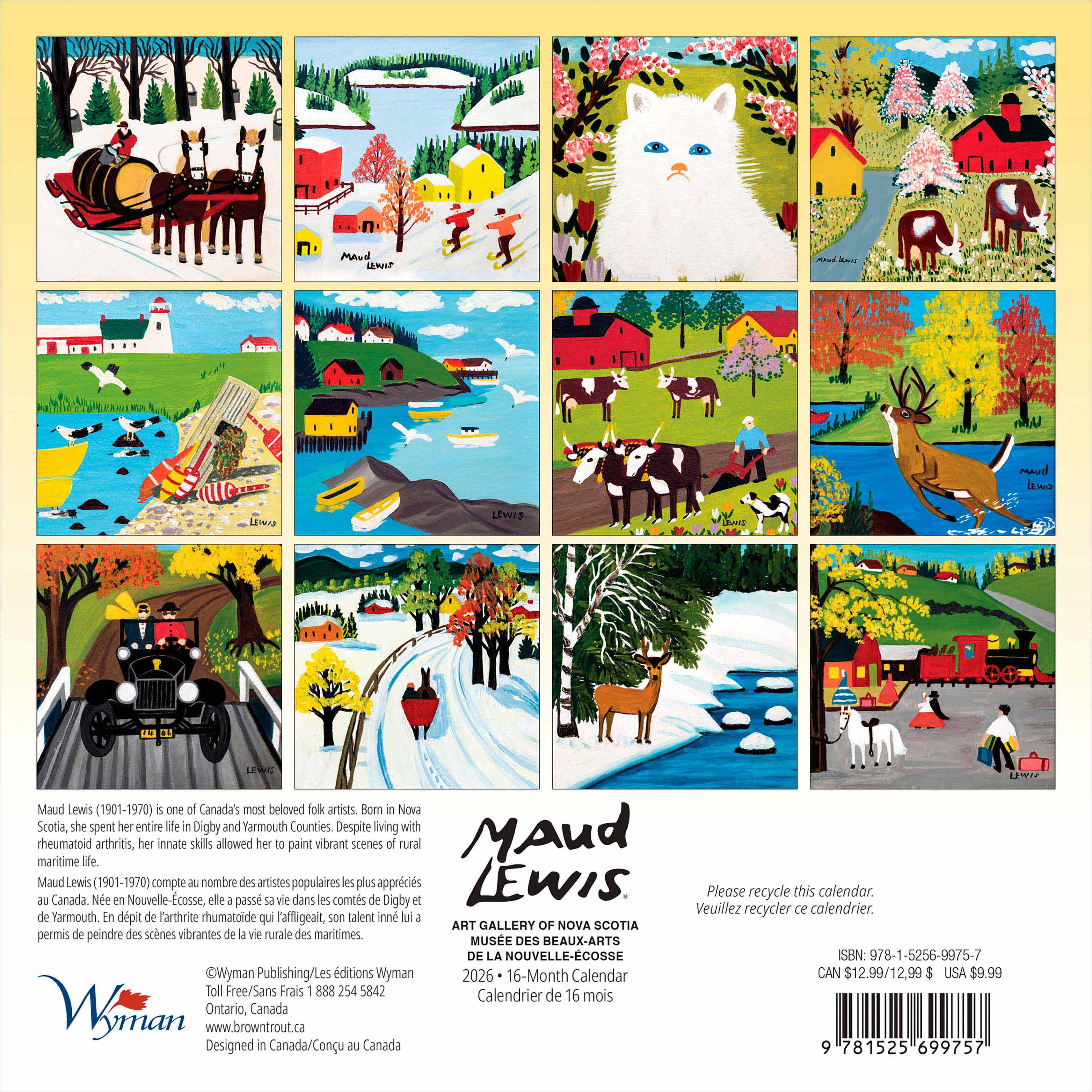 Maud Lewis AGNS 2026 Mini 7x7 ENGLISH FRENCH Wyman