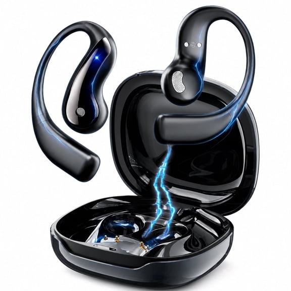 AI Translation Earbuds, Language Translator Earbuds with 77 Languages & 62 Accents, Open-Ear Bluetooth Headphones, 60H Battery, No Subscription for Travel Work Learning,