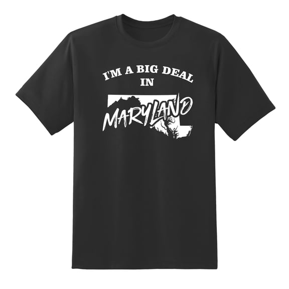 I'm A Big Deal in Maryland Funny Men or Women Graphic Maryland Map Tee Mens Graphic T Shirts Black,S