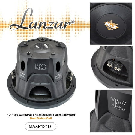 LANZAR MAXP124D - Max Pro 12'' 1600 Watt Small Enclosure Dual 4 Ohm (Best Small Subwoofer 2019)