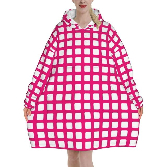 Plaid Print Oversized Blanket Hoodie, Wearable Blanket Adult For Women Men And Teenager, Super Soft Warm Flannel Fluffy Hooded Blankets Sweatshirt With Big Pocket