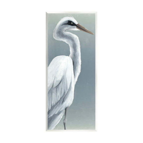 Stupell Industries White Heron Portrait Animals & Insects Painting Unframed Art Print Wall Art, 7 x 17