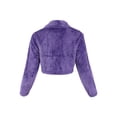 thumbnail image 2 of A2Y Women's Casual Cute Sherpa Fuzzy Two Pockets Button Closure Crop Jackets Purple L, 2 of 3