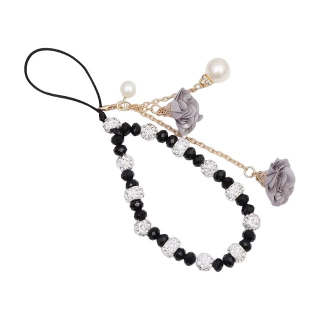 Matsuzay Correas para teléfono móvil, cordón de flores, correa para llavero con cuentas, cuerda colgante, antipérdida, adornos para monedero Electrónica En blanco y negro