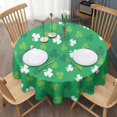 thumbnail image 3 of Irish Green Clover Shamrock Round Table Cloth,Wrinkle Free Table Cover with Polyester,Waterproof Reusable Tablecloths for Home Decor Summer Spring Picnic Dining Holiday (Round,60x60inch), 3 of 6