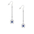 thumbnail image 2 of Delight Jewelry Silvertone Horseshoe with Oval Blue Crystal - Silver-tone Long Sparkle Dangle French Earrings, 2 of 4