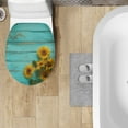 thumbnail image 4 of SEANATIVE Wooden Sunflower Toilet Seat Cover Elongated for Bathroom Washable Soft Toilet Lid Cover with Elastic Band Universal for Most Standard Oval Oblong Toilet Lids, 4 of 6