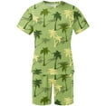 thumbnail image 5 of cllios Men's Workout Sets Summer Tropical Palm Tree Printed Tracksuits Short Sleeve T-Shirt and Shorts Set Casual Crew Neck Muscle Sportswear 2 Piece Tracksuit Summer Outfits, 5 of 5