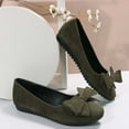 thumbnail image 3 of Kukoosong Womens Comfort Flats Womens Round-Toe Chunky Heels Bow-Knot Shoes Lightweight Flock Shoes Solid Color Low Heels Casual Shoes for Women Green 39, 3 of 3