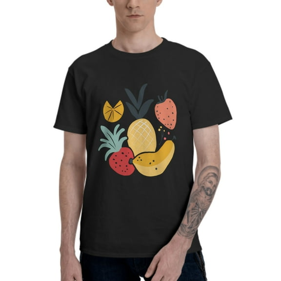 Pineapple Banana Men's T-Shirt Cotton 100% Summer Tops Fashion Casual Fruits Strawberry Short Sleeves for Men Women Round Collar Top Tees