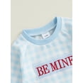 thumbnail image 6 of BemeyourBBs Newborn Baby Boy Girl Valentines Day Outfits Striped Plaid Romper Long Sleeve Crew Neck Heart Letters Embroidery Jumpsuit Cute Fall Winter Spring Clothes, 6 of 9