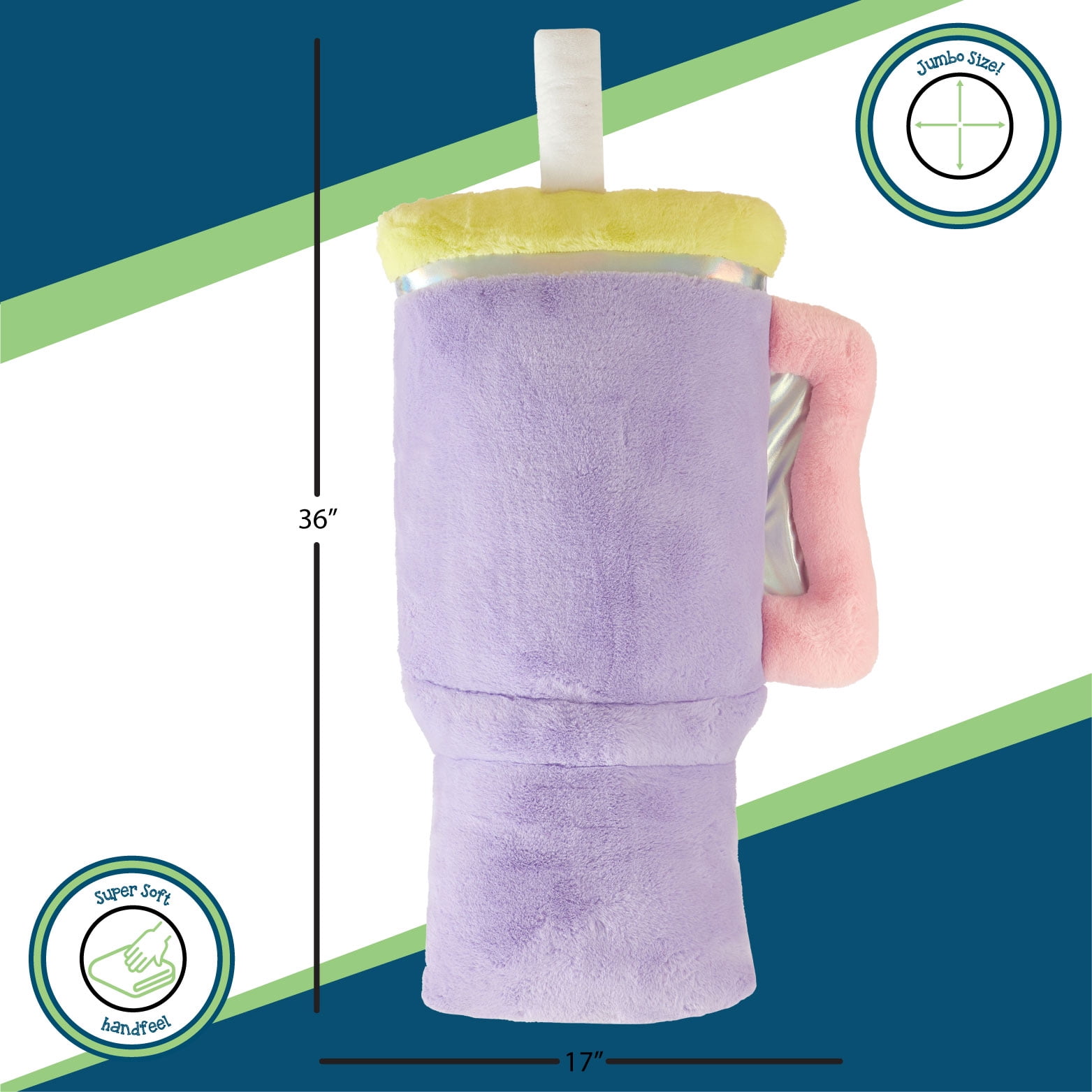 Your Zone Tumbler Travel Cup Shaped Plush Body Pillow, Purple, Soft & Cozy