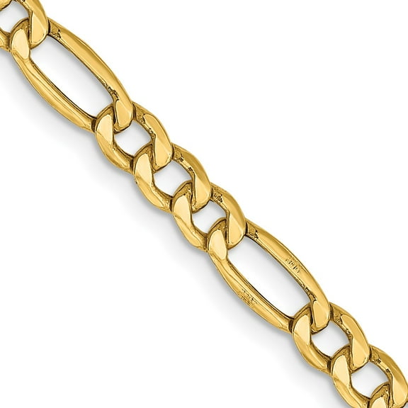 10K Yellow Gold Figaro Chain Styles Necklace 4.2 mm Semi-Solid 16 inch