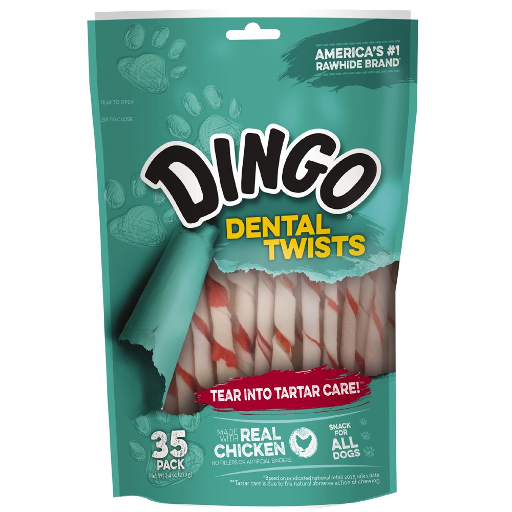 Dingo Dental Twists Dog Chews, 35 Count, Natural Chewing Action Helps