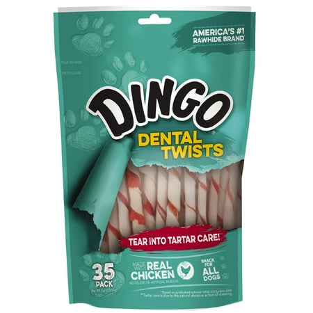 Dingo Dental Twists 35 Count, Natural Chewing Action Helps Clean (Best Dog Teeth Cleaning Treats)