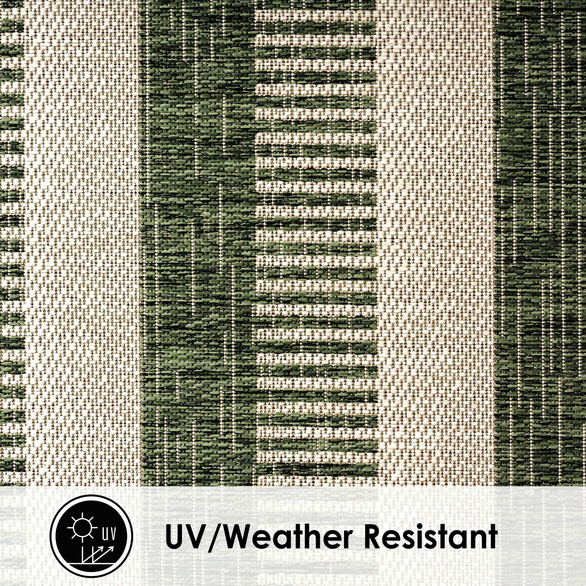 Nicole Miller New York Patio Country Charlotte Modern Striped Indoor/Outdoor Area Rug, Light Green/Ivory , 5'2"x7'2"