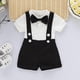 thumbnail image 4 of Fashion Baby Boys Baptism Outfit Infant Wedding Gentleman Set Birthday Party Formal Christening Suit Suspender Bow Tie Romper, 4 of 5