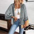 thumbnail image 2 of Hueook Spring Cardigan Knit Sweater Lightweight Women's Fashionable Casual Knitted Sweater with Flared Sleeves and Cardigan Top Dark Gray L, 2 of 3
