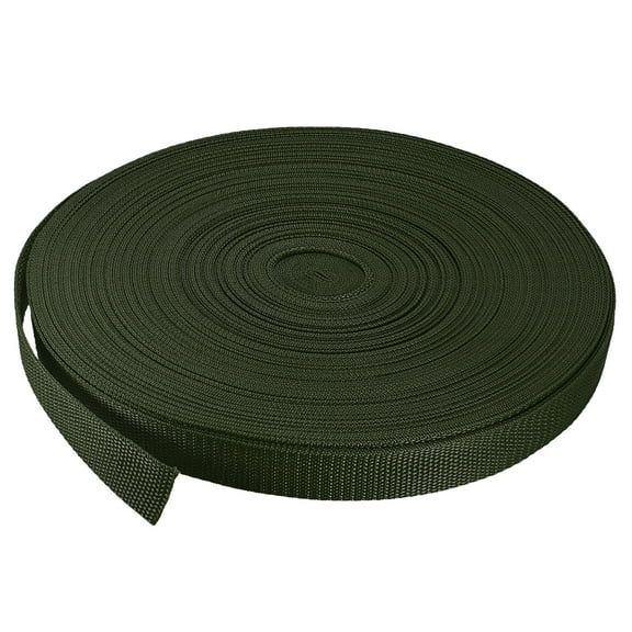 Lightweight Polypropylene Webbing Strap 1" 50 Yards Army Green Strapping Band for Outdoor