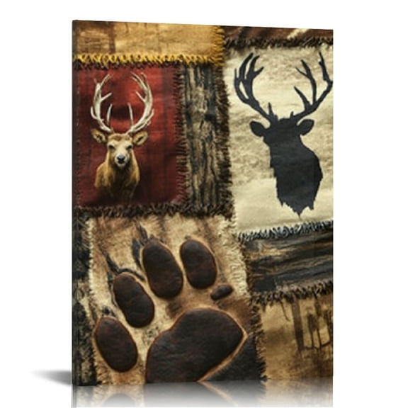 Creowell Bear Deer Paw Canvas Prints Wall Art for Home Decor Living Room Bathroom Bedroom Office, Ready to Hang Wall Decor 12x16in