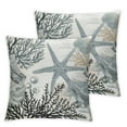 thumbnail image 2 of Acheng Nautical Coastal Pillow Covers Blue Beach Theme Ocean Seashell Coral Starfish Throw Pillow Covers Summer Outdoor Pillow Cases Cushion Covers for Couch Bed Sofa Decor,Set of 2 White, 2 of 6