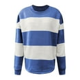 thumbnail image 3 of Xixinqiwan Women Tops Striped Sweatshirts Crew Neck Long Sleeve Pullover Blouse Split Hem Top, 3 of 4