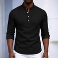 thumbnail image 6 of Yaoyar Men's Henley Shirt Long Sleeve Loose Button up Shirts Basic Tee 2026 Summer Hippie Casual Beach, 6 of 8