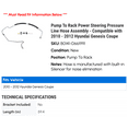 Pump To Rack Power Steering Pressure Line Hose Assembly Compatible