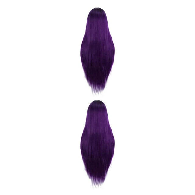 ZheElen Synthetic Wigs For Natural Looking Hair Resistant Synthetic Wig Long Straight Hair Wig Easy To Wear 9582-12 2Set