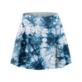 thumbnail image 6 of Women's Printed Athletic Pleated Tennis Skirt with Built-in Shorts, High Waist Stretchy Yoga Golf Skort for Running, Gym Workout, Casual Sportswear and Spring Summer Activities,Sky Blue-5,XL, 6 of 6