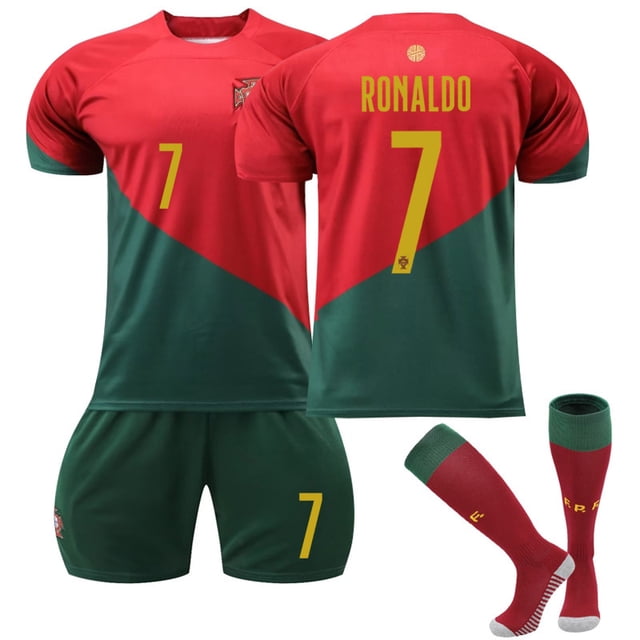 Children's sportswear Portugal Ronaldo Soccer Jersey for Kids in Moisture Wicking Fabric Size 16-30