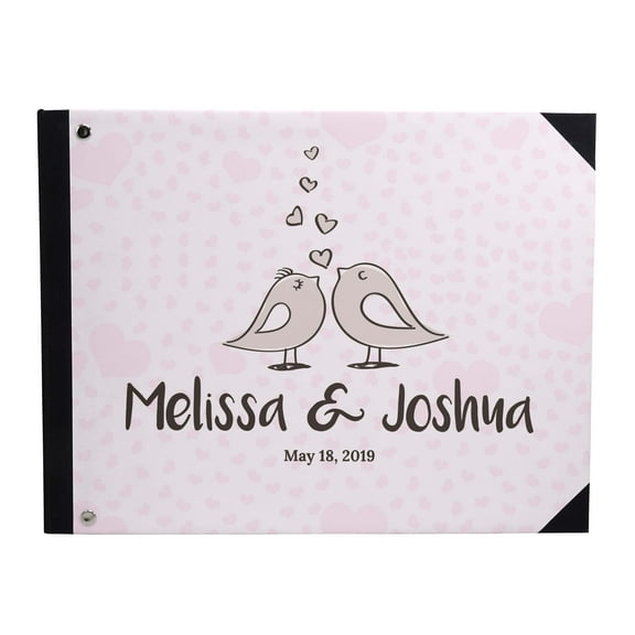 Darling Souvenir Purple Love Birds Printed Hardbound Cover Guestbook For Wedding Guest Sign In Book Registry-9 x 12 Inches