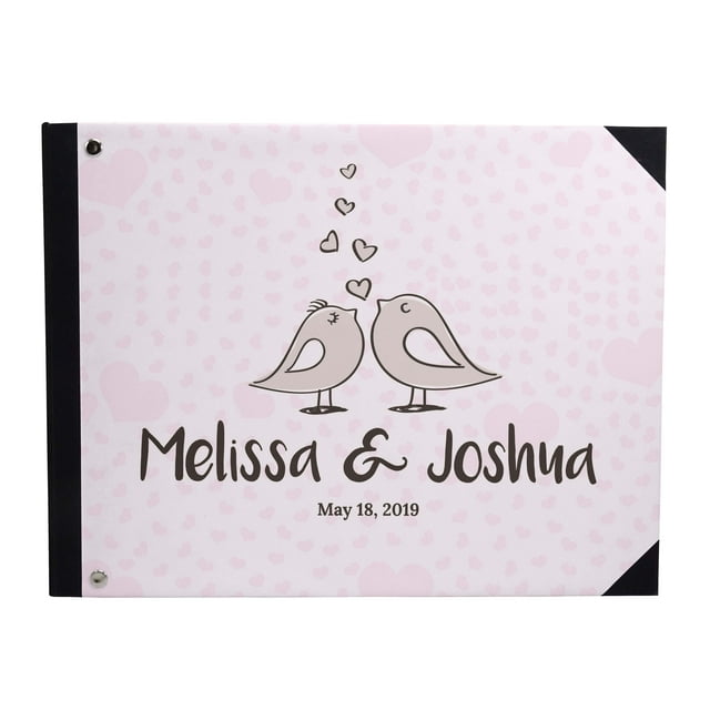 Darling Souvenir Purple Love Birds Printed Hardbound Cover Guestbook For Wedding Guest Sign In Book Registry-9 x 12 Inches